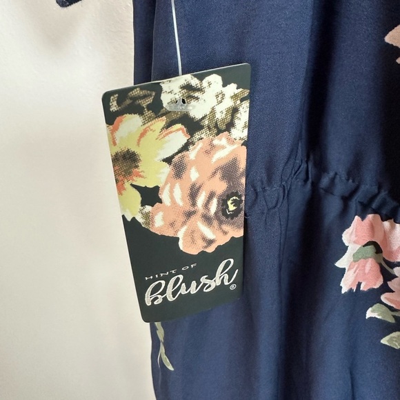 Blush Floral Navy High low Off the shoulder Dress size XL - Picture 5 of 10